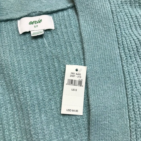 Aerie AEO Cardigan Sweater Womens Size S Green Oversized Button Spring Pockets - Picture 4 of 10